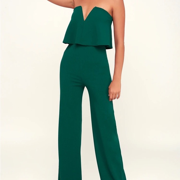 Lulus Emerald Green Strapless Jumpsuit - Picture 1 of 6